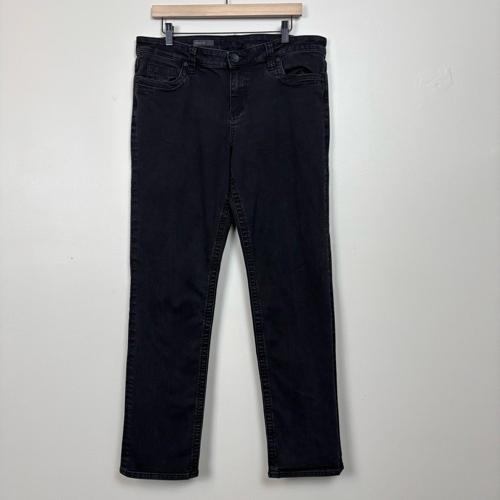 Kut From The Kloth Jeans Women 14 Black Wash Straight Leg Mid Rise Stretch Denim